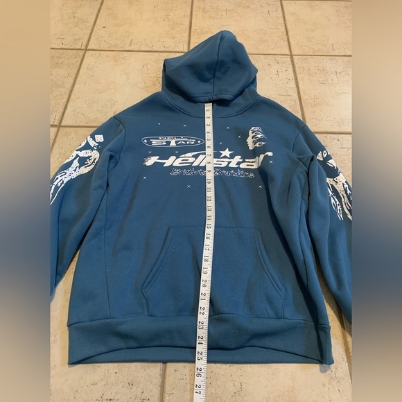 Hellstar Studios "Path to Paradise" Teal Blue Hoodie Sweatshirt M - Picture 5 of 5
